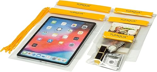 YUMQUA Juego de 5 bolsas transparentes impermeables para documentos, mapas, cámara, teléfono móvil, llave de coche, se adapta a kayak, barco,