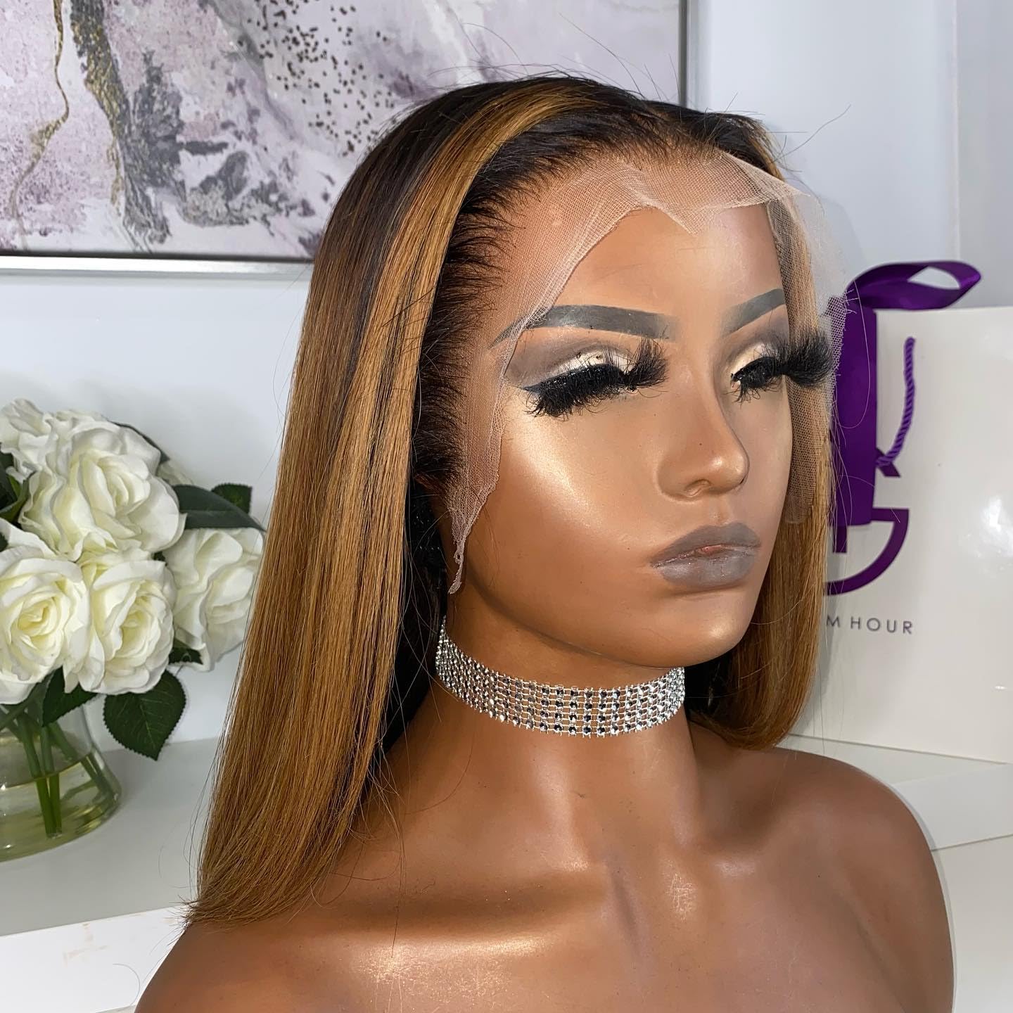 13X4 Deep Part HD Highlight 27 Colored Short Bob Lace Front Wigs Honey Blonde Lace Front Wig Human Hair Brazilian Invisible Lace Front Wigs Pre Plucked With Baby Hair (12 INCH, 27 BLONDE)