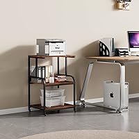 Vista 3 de Soporte de impresora de 3 niveles con ruedas, carrito de impresora con estante de almacenamiento, mesa de impresora, carrito de almacenamiento