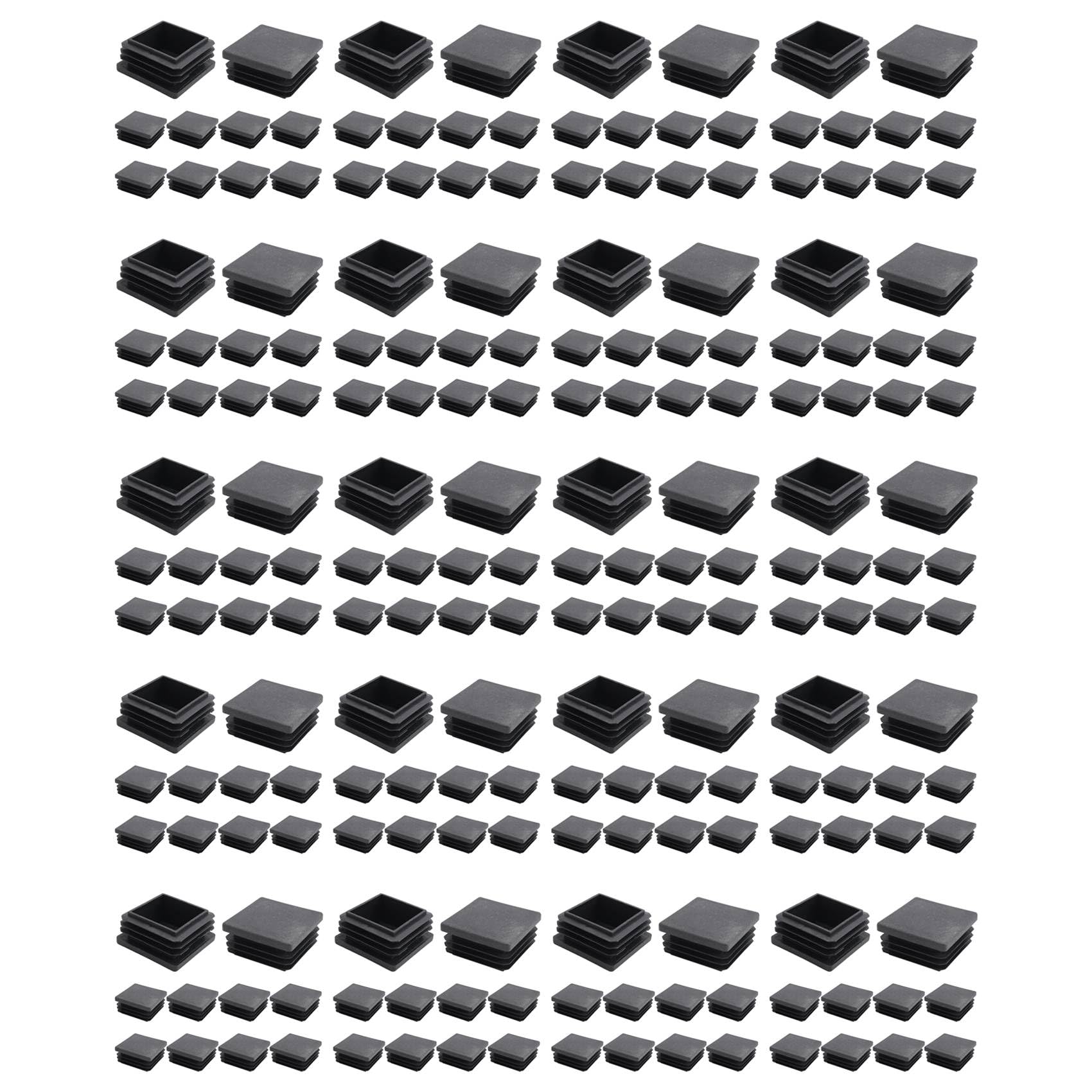 Hndhbfgrt 200 Pcs Plastic Square Blanking End Cap Tubing Tube Inserts 38mm x 38mm