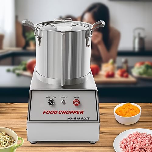 Miniatura 4 de Procesador de alimentos comercial 15L 1400W Molinillo de granos de acero inoxidable 110V Mezclador eléctrico de alimentos Cortador de alimentos