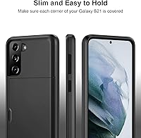 Vista 5 de Jiunai Funda para Samsung Galaxy S21, tarjetero para tarjetas de crédito, titular de efectivo, cubierta deslizante de doble capa, protección híbrida