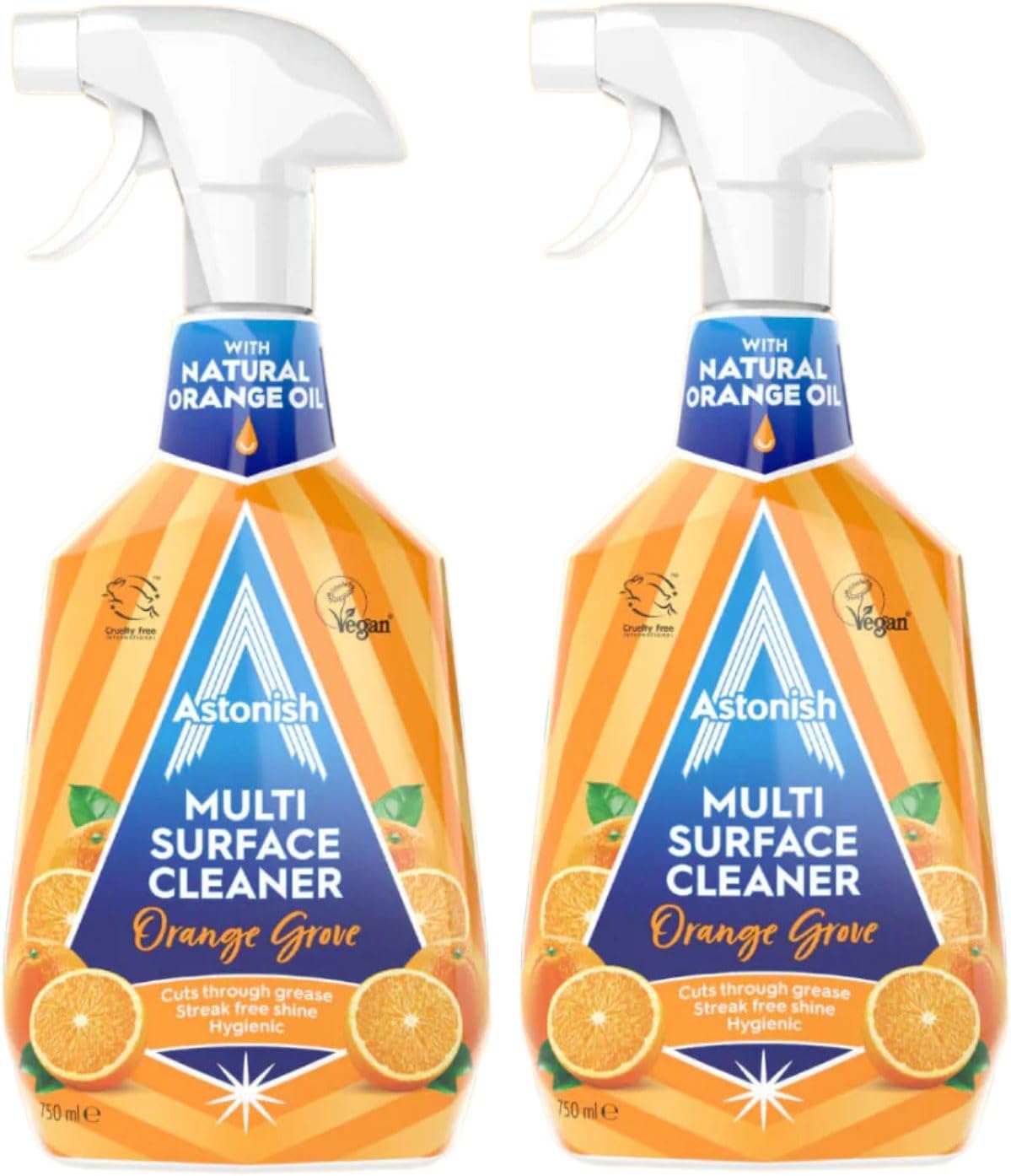 Astonish Multi Surface Cleaner Spray, Orange Kitchen Degreaser, 2 Pack 25oz