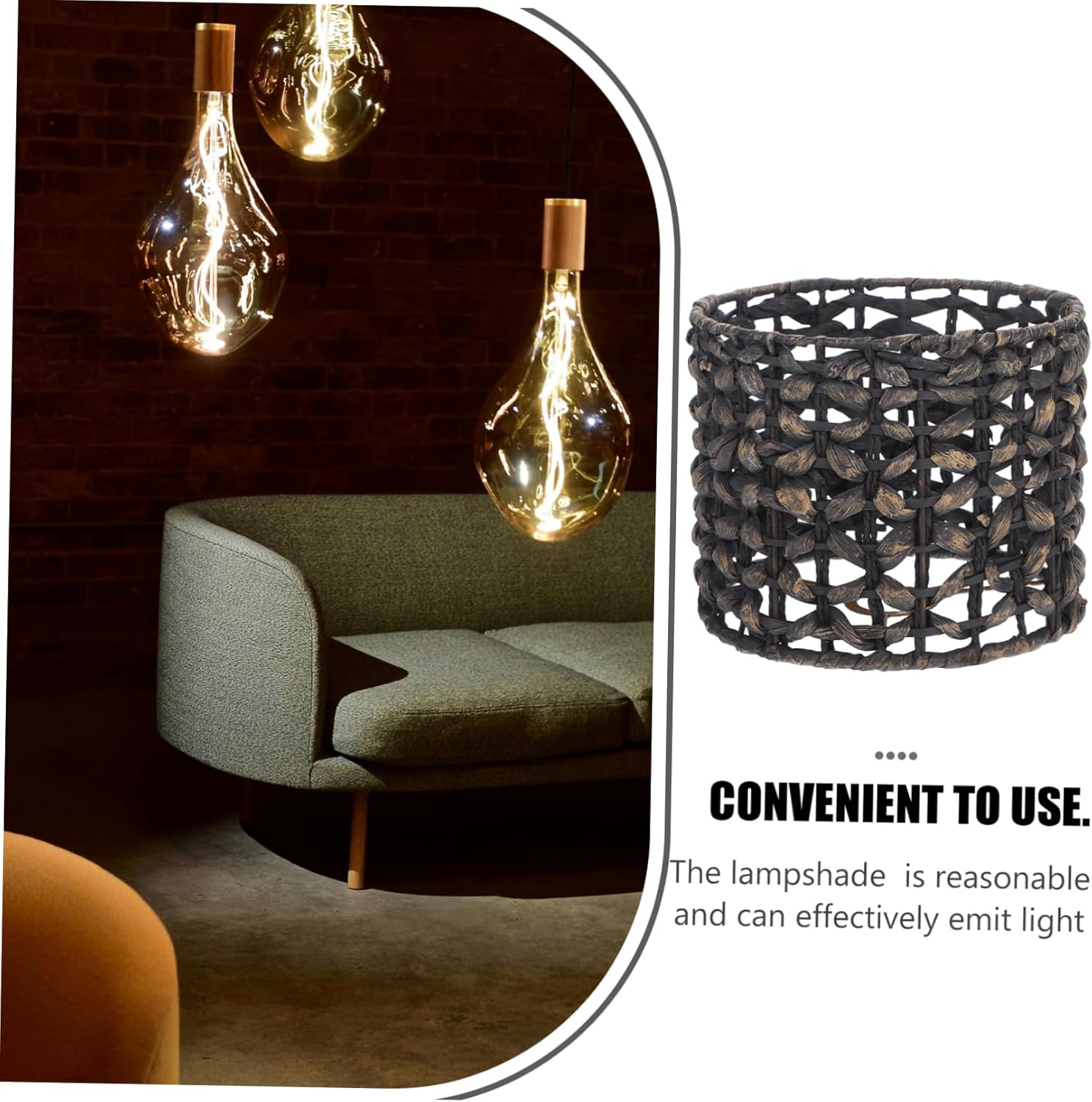 Garneck Hand Woven Rattan Lamp Shade Natural Gourd Grass Design for Dining Room Bedroom and Living Room Decor Easy to Maintain Versatile and Lighting Fixture