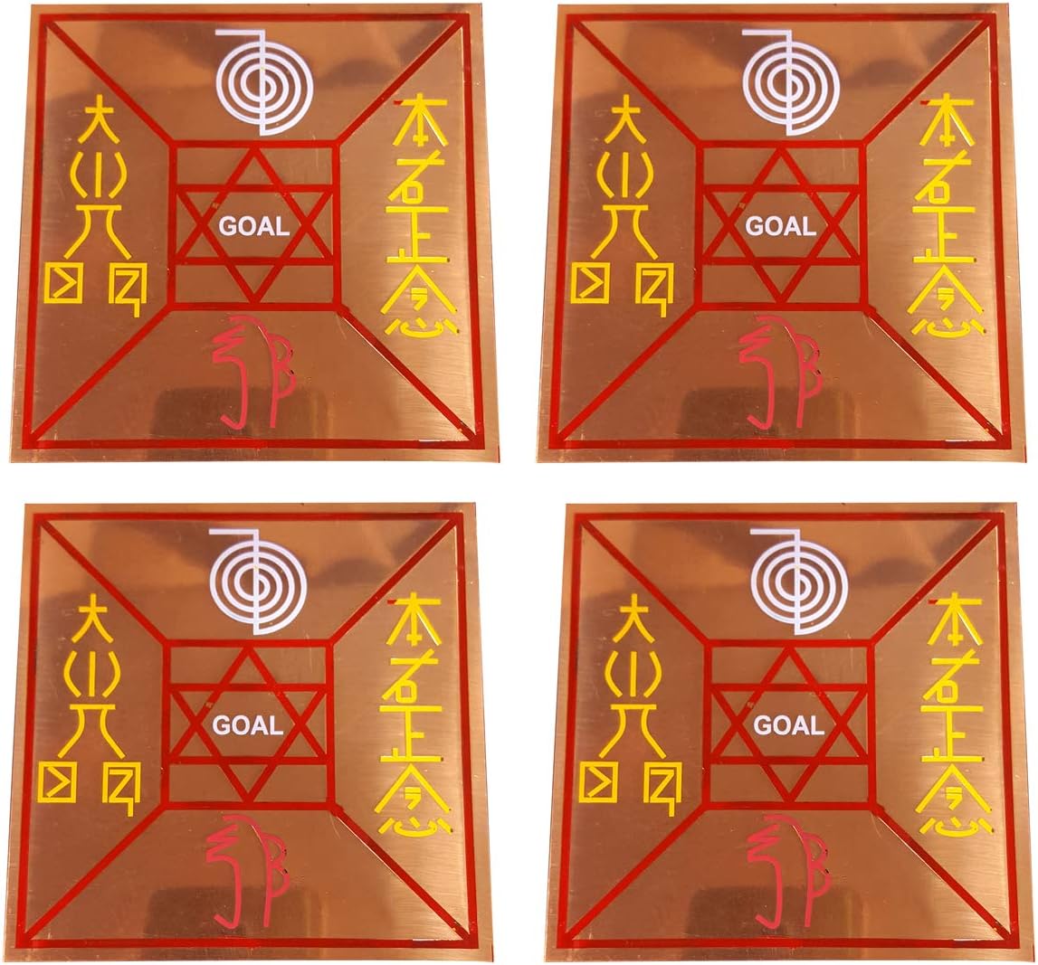 Copper Symbol Plate for Goal Achievement with 4 Symbols Engraved Plate Size 10.1 cm 4 inch Pack of 4 pc