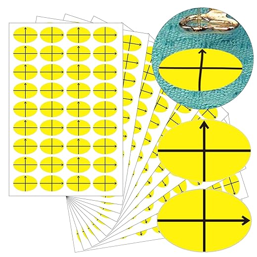 3/4"x1/2" Machine Embroidery Design Placement Reusable Oval Shape Target Yellow Embroidery Target Labels 360 Pcs