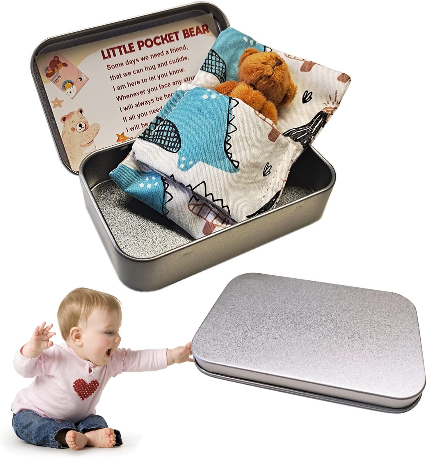 Xerteam Mini Bears Plush Toy, Soft Comfortable Little Pocket Bear Hug, Teddy Bears in a Tin Box Bear Doll Christmas Birthday Gifts for Children (Dark Brown)