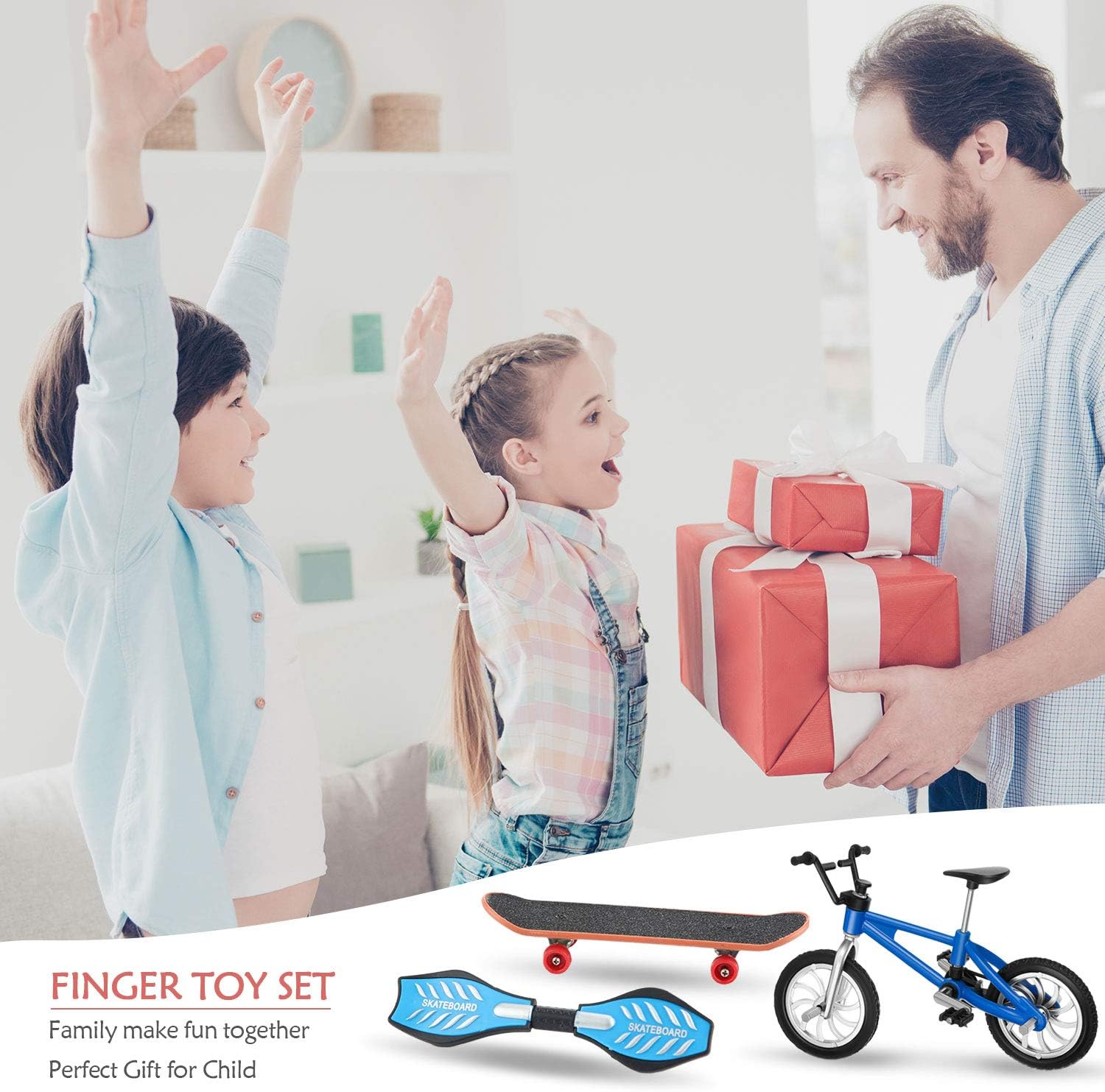 Gejoy 31 Pieces Mini Finger Toys Set Finger Skateboards for Kids Mini Bikes Tiny Swing Board with Replacement Wheels and Tools Fingertip Movement Party Favors for Kids Gifts for Ages 6 and up