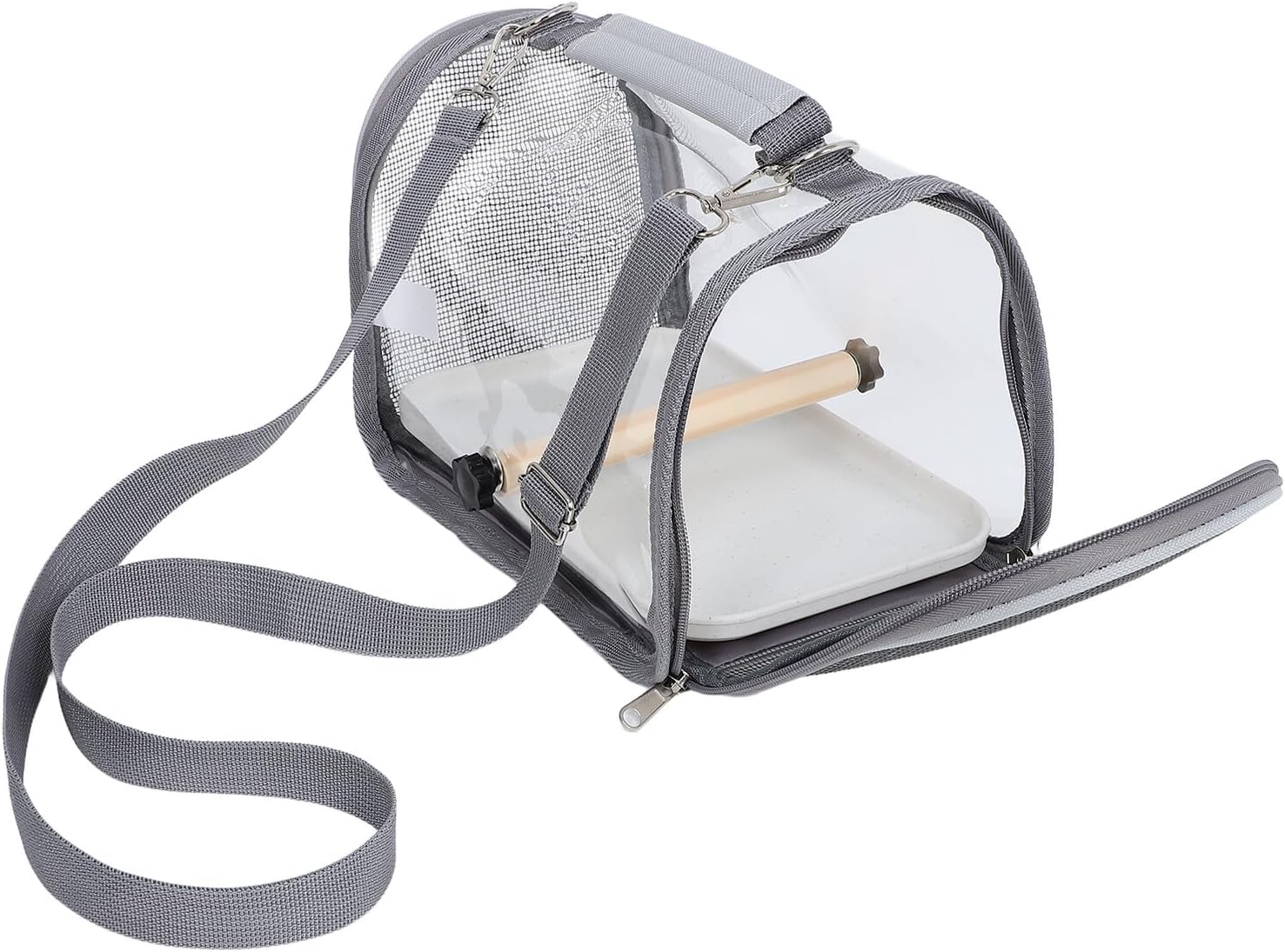 Milisten Small Bird Travel Carrier Cage with Portable Design, Lightweight Budgie Parrot Carrier for Outdoor Trips and Vacations, Compact Gray Pet Travel Cage for Birds and Small Reptiles