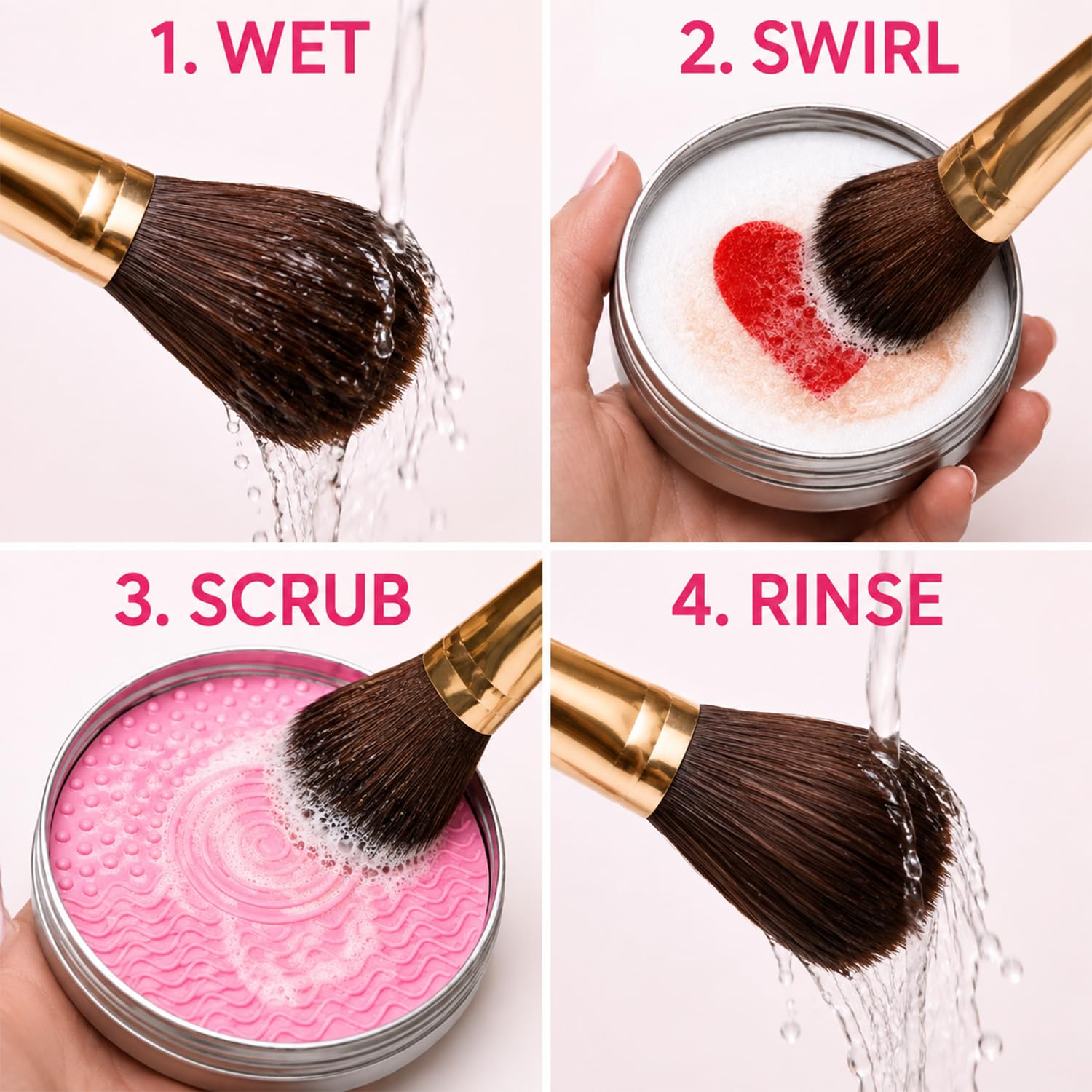 Makeup Brush Cleaner Soap with Silicone Scrubbing Pad, Heart Shape, 5.3oz