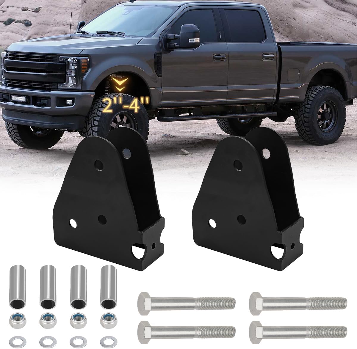 JERBOR Heavy Duty 2-4" Leveling Lift Kit For Ford F250 F350 SD 4WD 2005-2016 Metal Radius Arm Drop