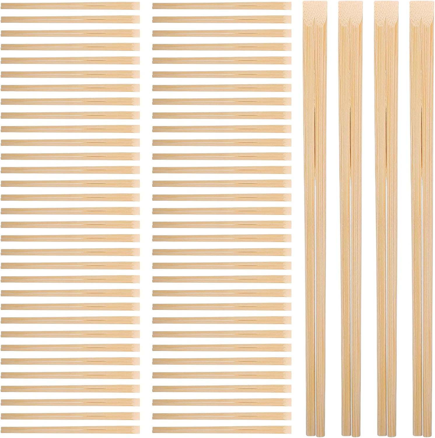 100 Pairs Disposable Chopsticks 24cm Non-slip Splinter-free Lightweight Single-use Picnic Camping Restaurant Flatware