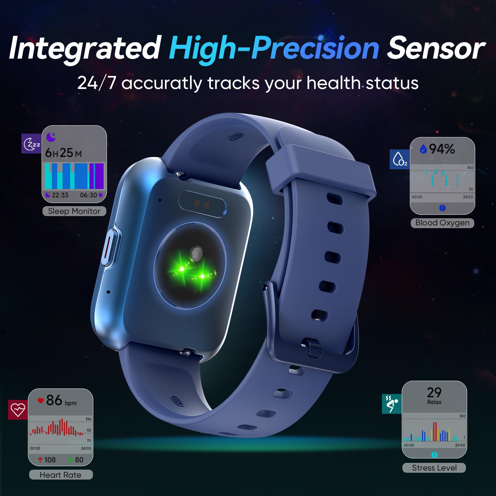 Fitpolo ID208P Smartwatch Uomo Donna, 1.8" Orologio Fitness IP68 Effettua/Risposta Chiamate 100+ Sportive, Contapassi/Sonno/Cardiofrequenzimetro/SpO2, Compatibile con Samsung/Xiaomi/Huawei/Oppo/iPhone