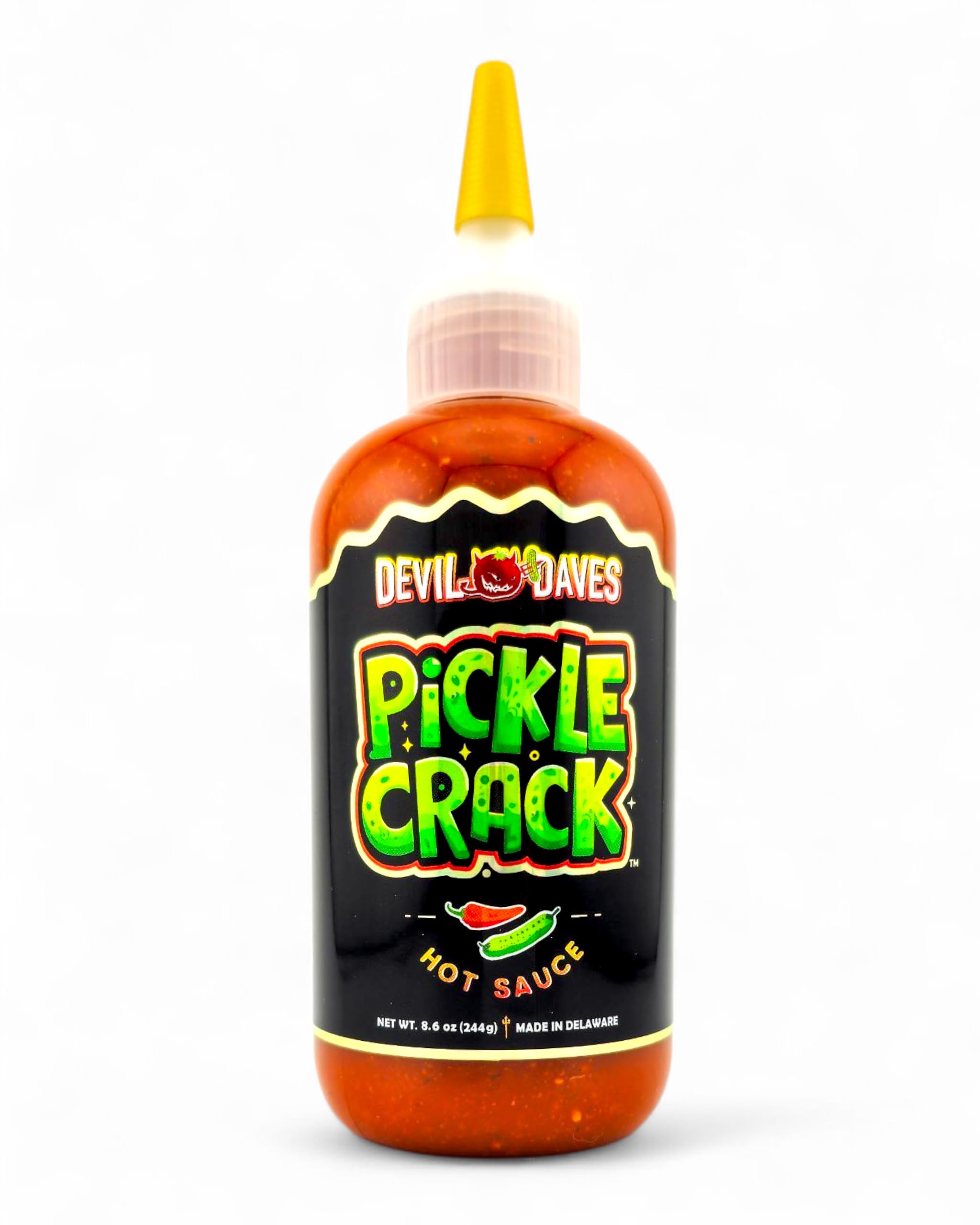 Dill Pickle Hot Sauce | Devil Daves Pickle Crack - Medium Heat, 8.6 Oz