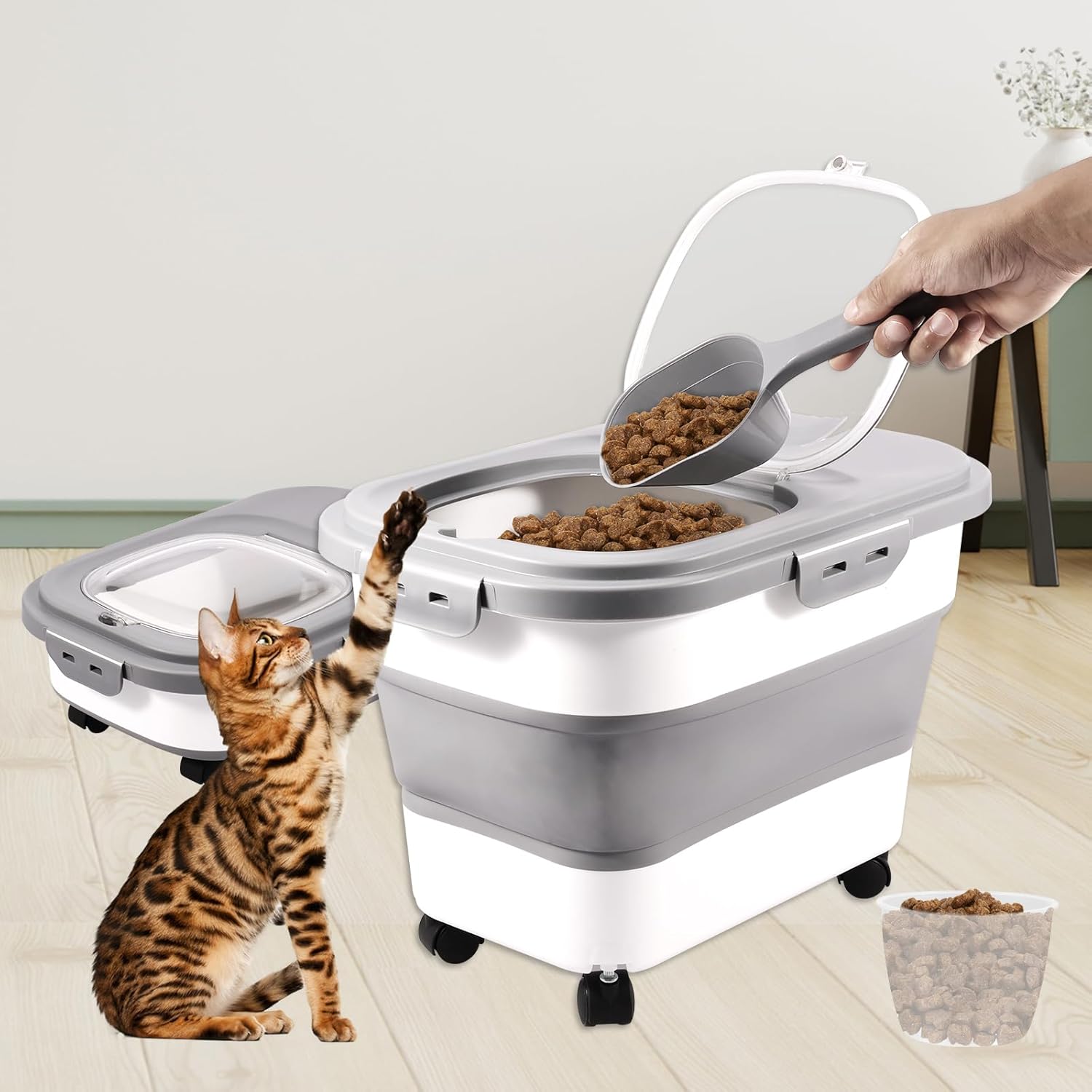 Boîte De Rangement Métal 6L - Pour Croquettes Chien, Lessive, Grains - Avec Cuillère Doseuse - Design Rétro Noir - Idéal Buanderie Ou Cuisine