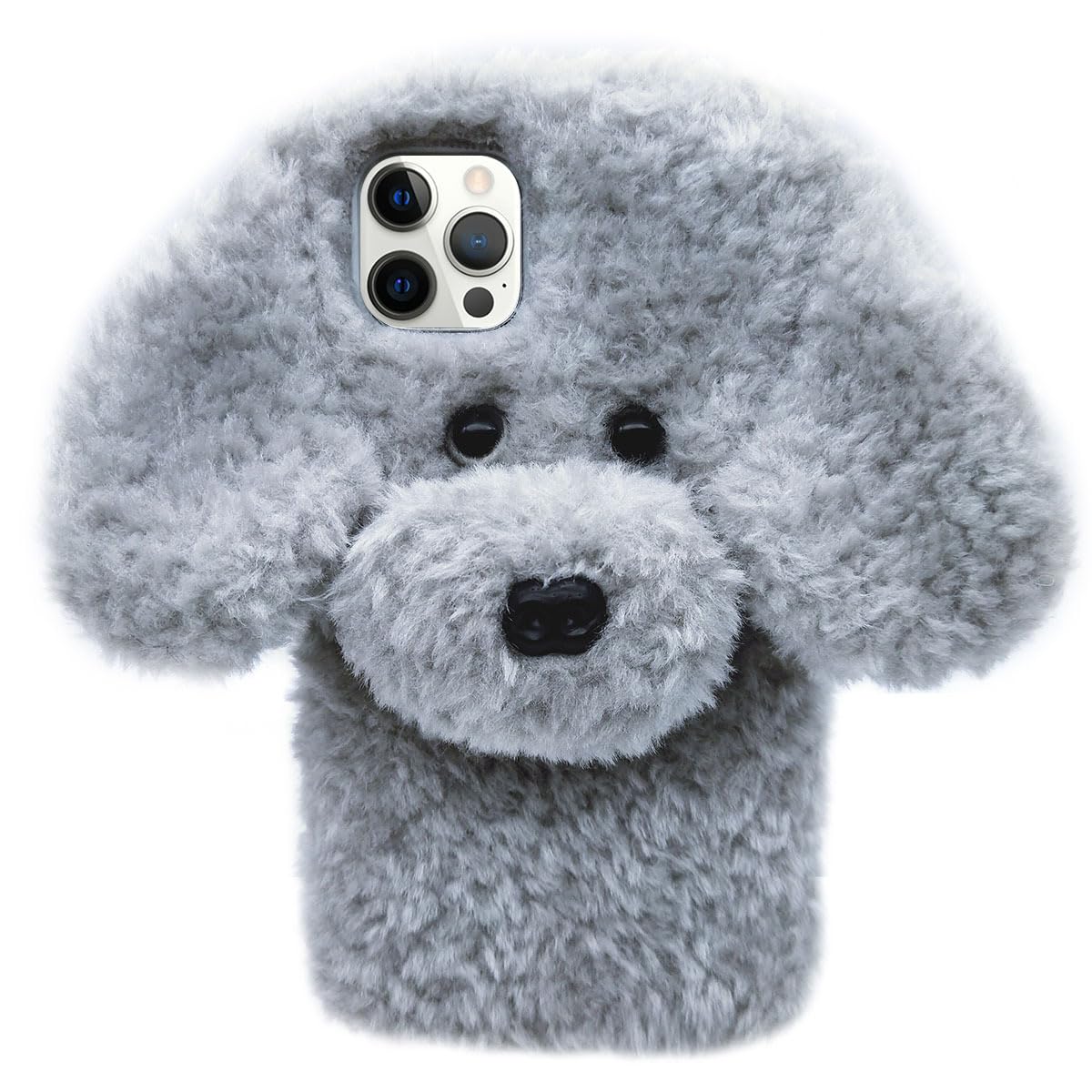 Losin Compatible with iPhone 16 Pro Max Case Cute Plush Furry Dog Phone Case for Women Girls Girly 3D Cartoon Kawaii Case Soft TPU Shockproof