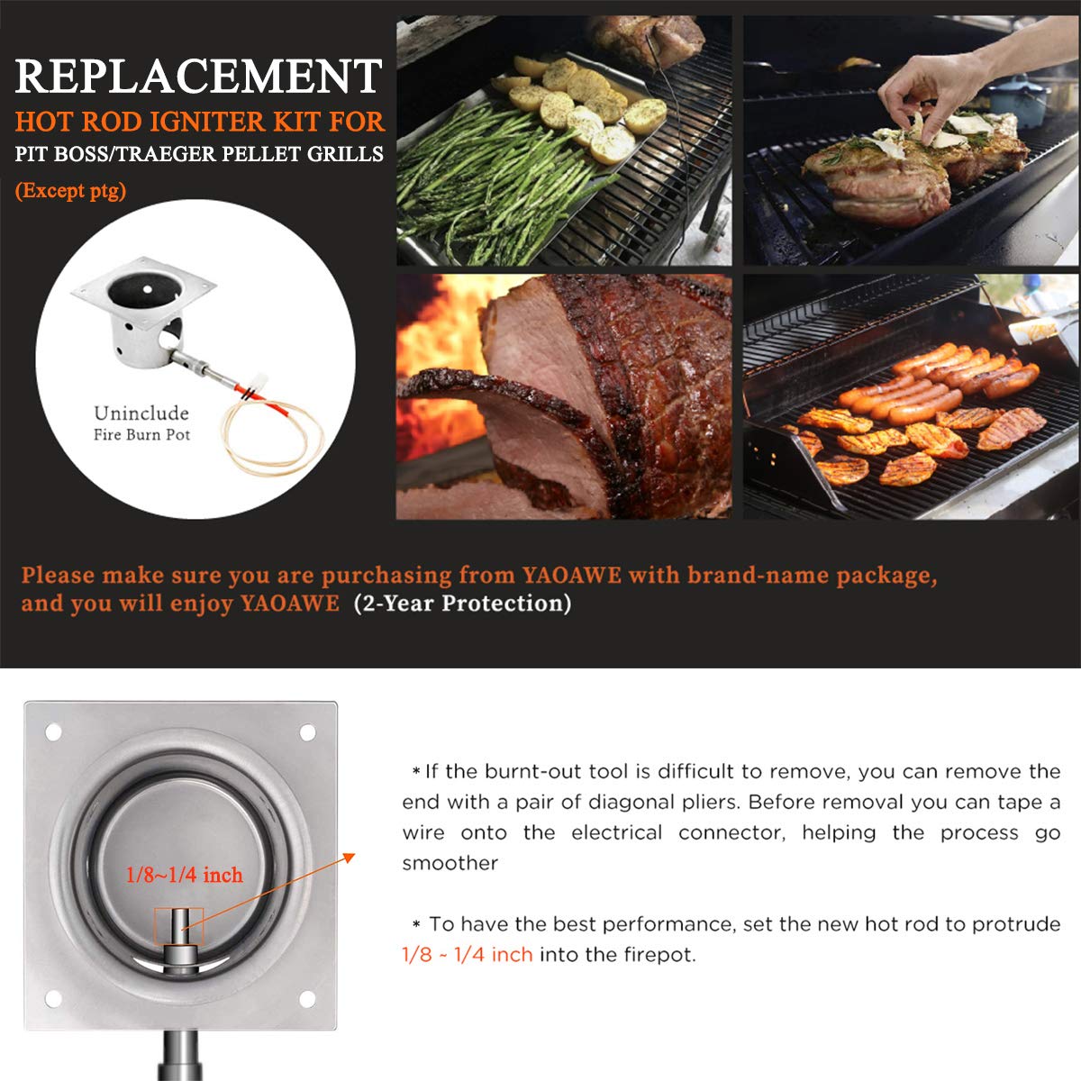 EsportsMJJ 350W 220V Heizstab Für Traeger Pelletgrill – 170x10 Mm Edelstahl-Zünder, Heißer Rod Für Kamin & Pelletöfen
