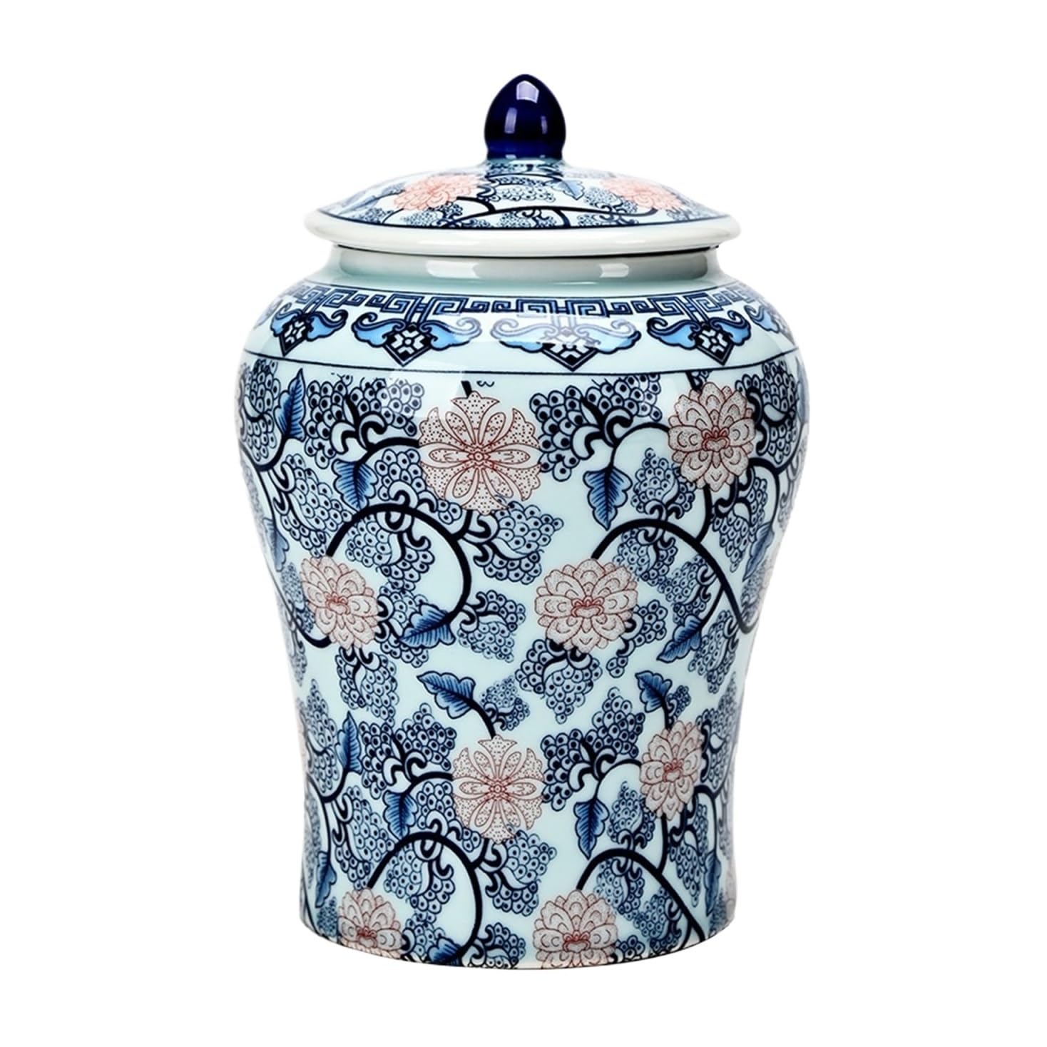 Vase With Lid, Ceramic Chinese Ginger Jar