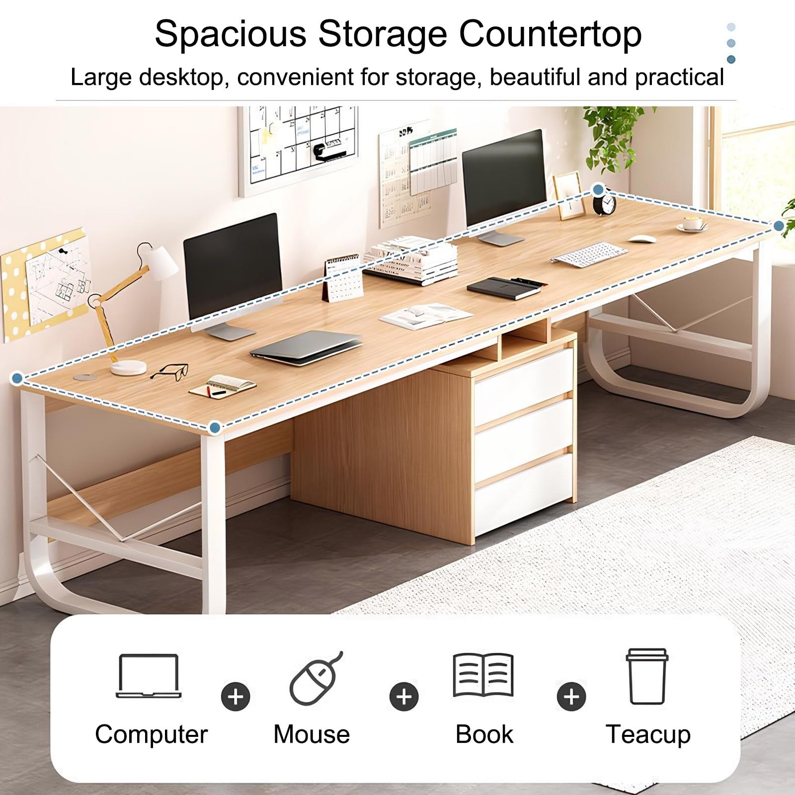 Amazon.co.jp: ISOFORMA 2人用デスク 引き出し付き ダブルオフィス
