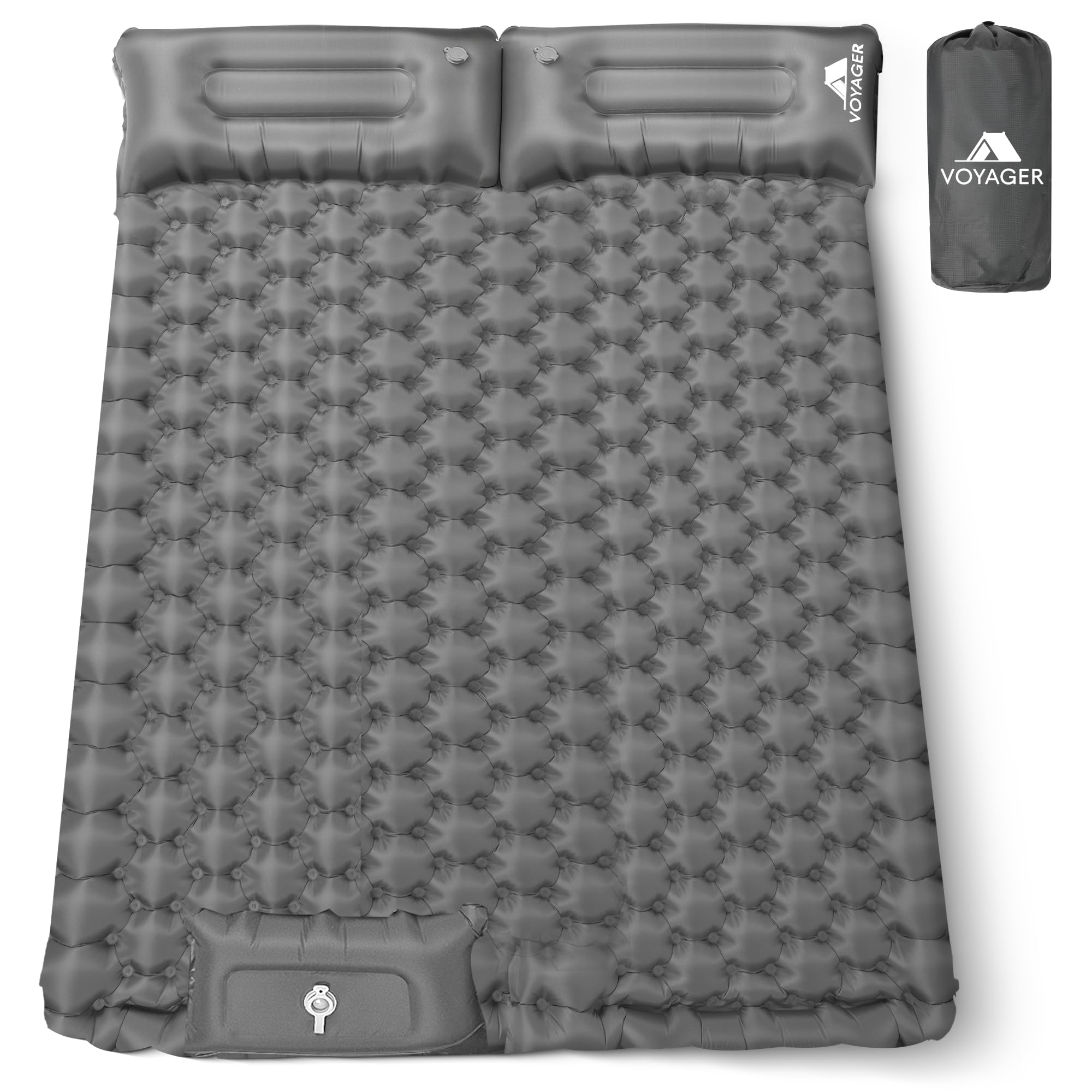 Voyager Double Ultralight Sleeping Pad, Durable 40D Nylon + TPU, Self-Inflating Camping Mat, Compact Inflatable Mattress for Camping, Hiking, Backpacking, Air Mats with Carry Bag, Sleeping Mats