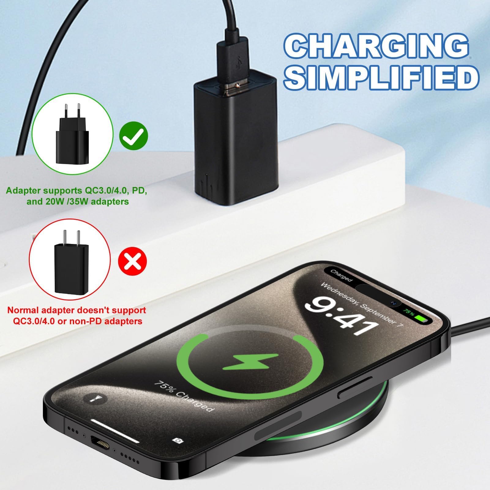 Chargeur Sans Fil 35W Rapide – Compatible IPhone, Samsung, Google Pixel, Android/iOS