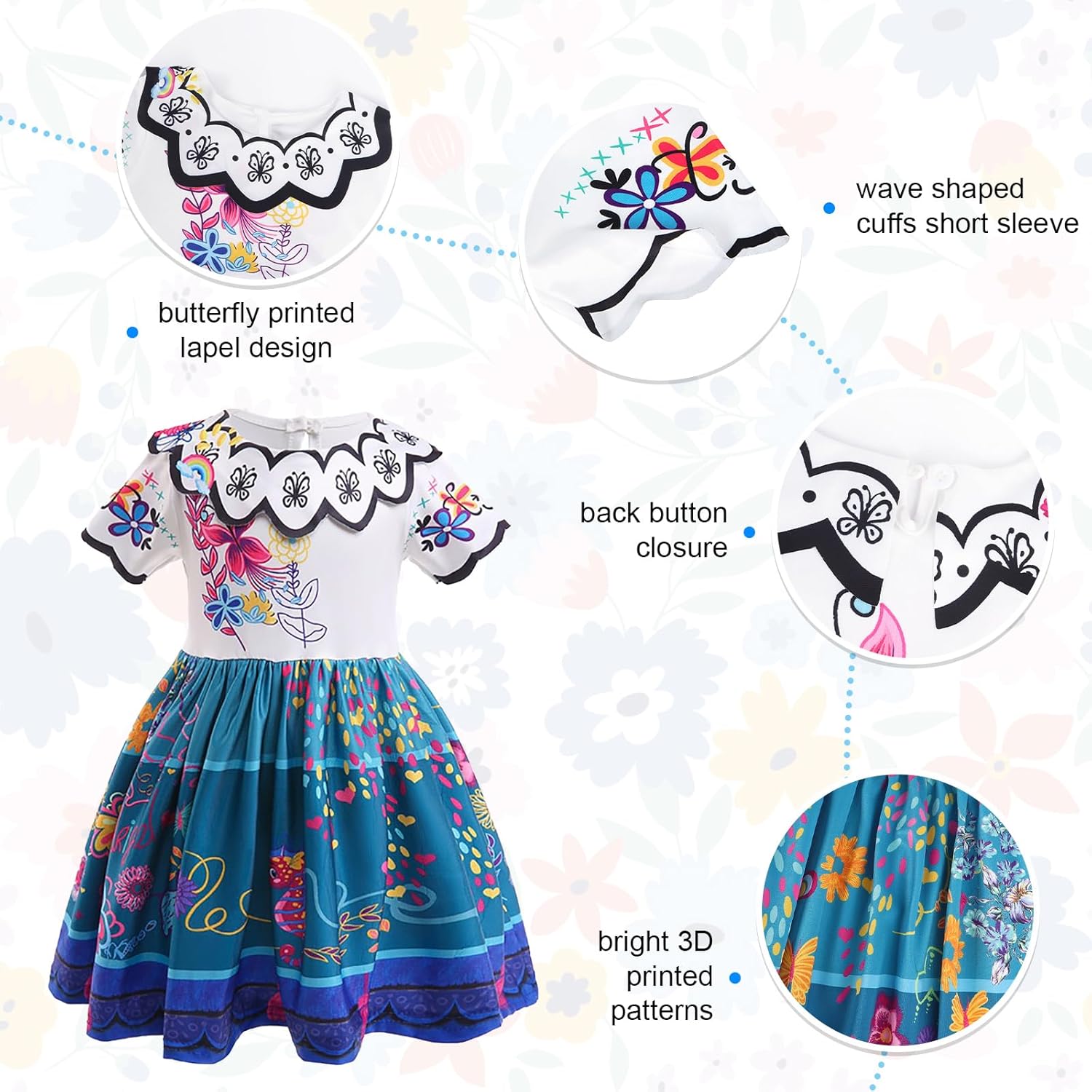 COTRIO Girls Princess Costume with Bag Kids Halloween Dress Up Toddlers Birthday Outfits Party Dresses Role Play Clothes - Image 4