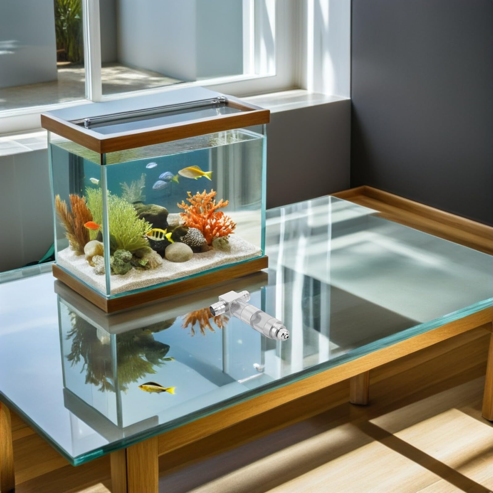 Gatuida Difusor Externo de Co2 para Acuario Plantado 16mm Aluminio con Contador de Burbujas Transparente Sistema en Línea para Plantas Acuáticas y Peces Uso en Acuarios Pequeños y Grandes
