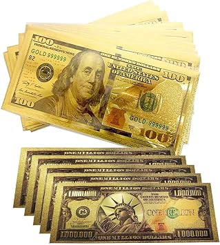 10pcs Business Money Envelope+5pc Million Bills Card Gift Gold Foil Plated Bills for Cash Gifts