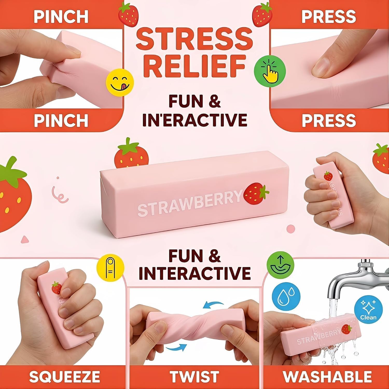 Strawberry Scented Squishy - Stress Relief Toy -3