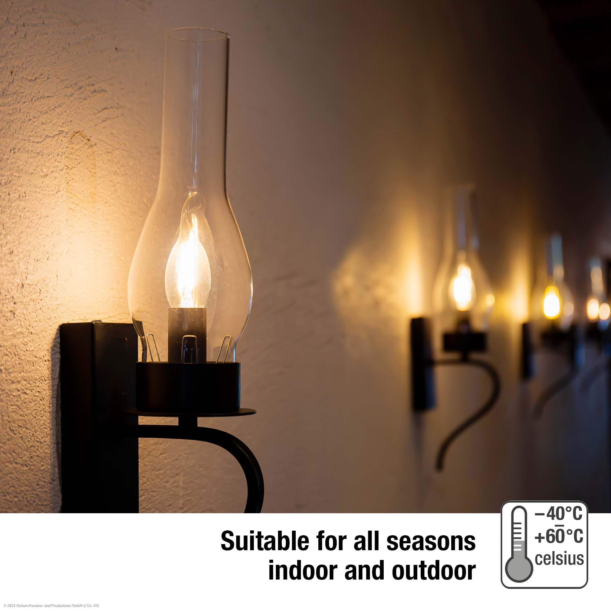 Hellum 10 ampoules bougie à effet souffle E14 LED blanc chaud, 250 lumens Ampoule bougie à effet souffle E14 2,2 W Équivaut à une ampoule bougie de 25 watts, 2700 kelvins blanc chaud mat 220292