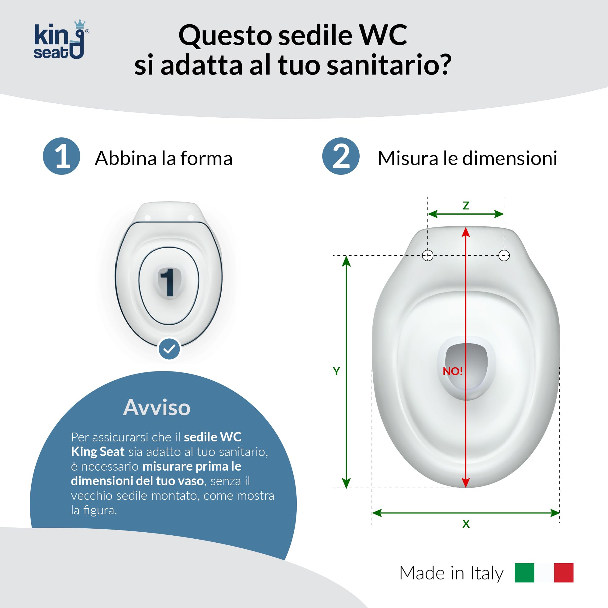 King Seat Sedile WC Ovale - Stabilità Assoluta e Aderenza Perfetta - Antibatterico in Resina Termoindurente, Bianco