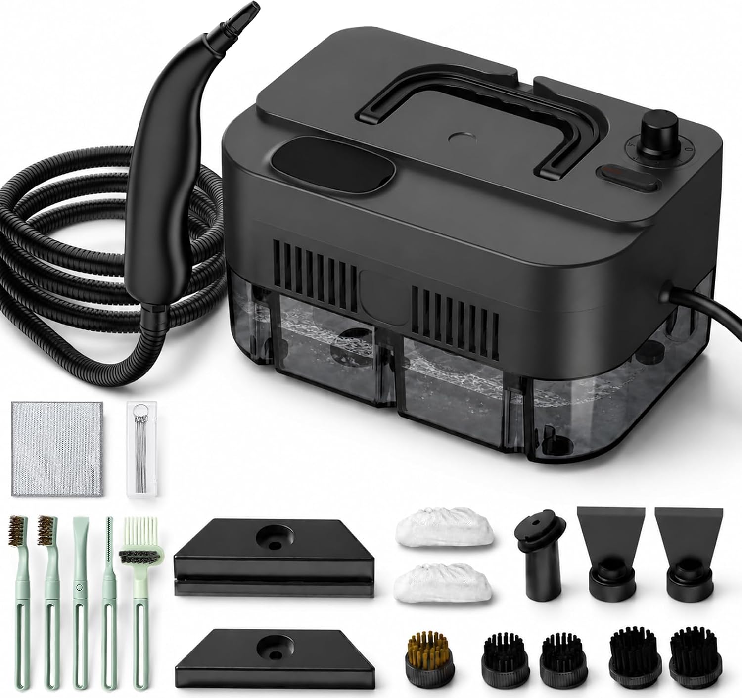 Pressurized Steam Cleaner with 15s Heat-Up and 5 Steam Levels(Black)