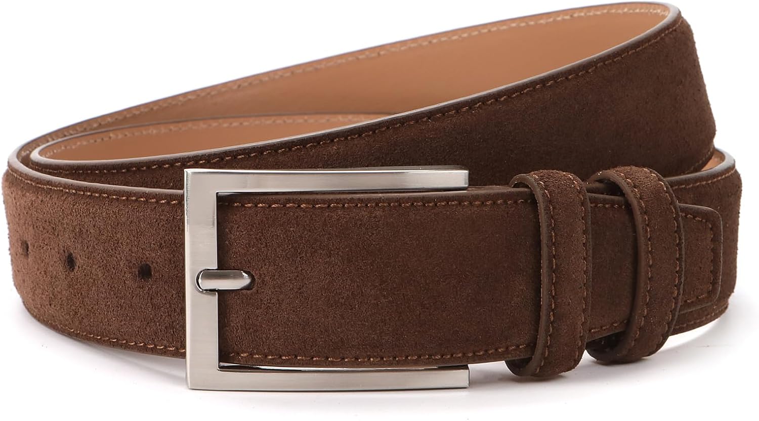 Men's Genuine Leather Suede Belts Casual Dress Belt 1 3/8" Wide - Image 2