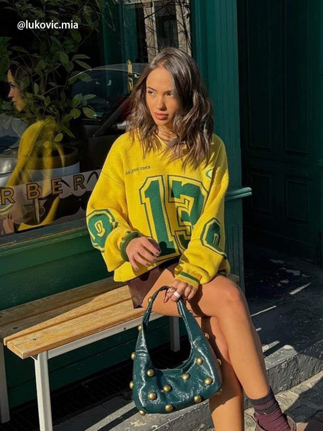 Aelfric Eden Graphic Polo Sweater Women Oversized V Neck Knit Sweaters Y2k Long Sleeve Pullover Vintage Number Sweater Tops - Image 5