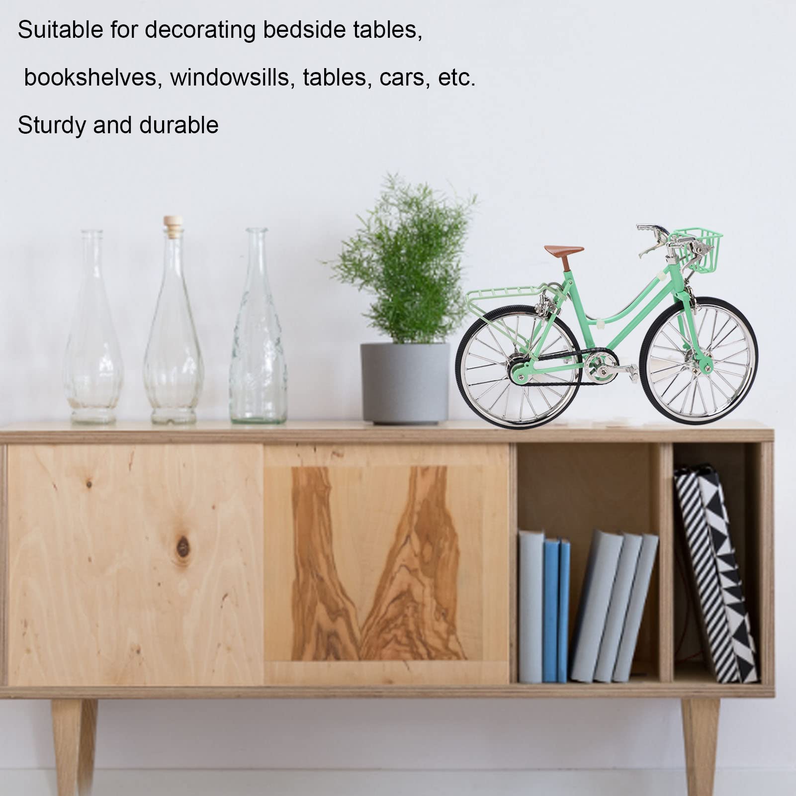 Gsycle Mini Bike Model, Simulation Alloy Light Green Office Decor Retro Table OrnamentToy Bike Toy for Home Office Decor
