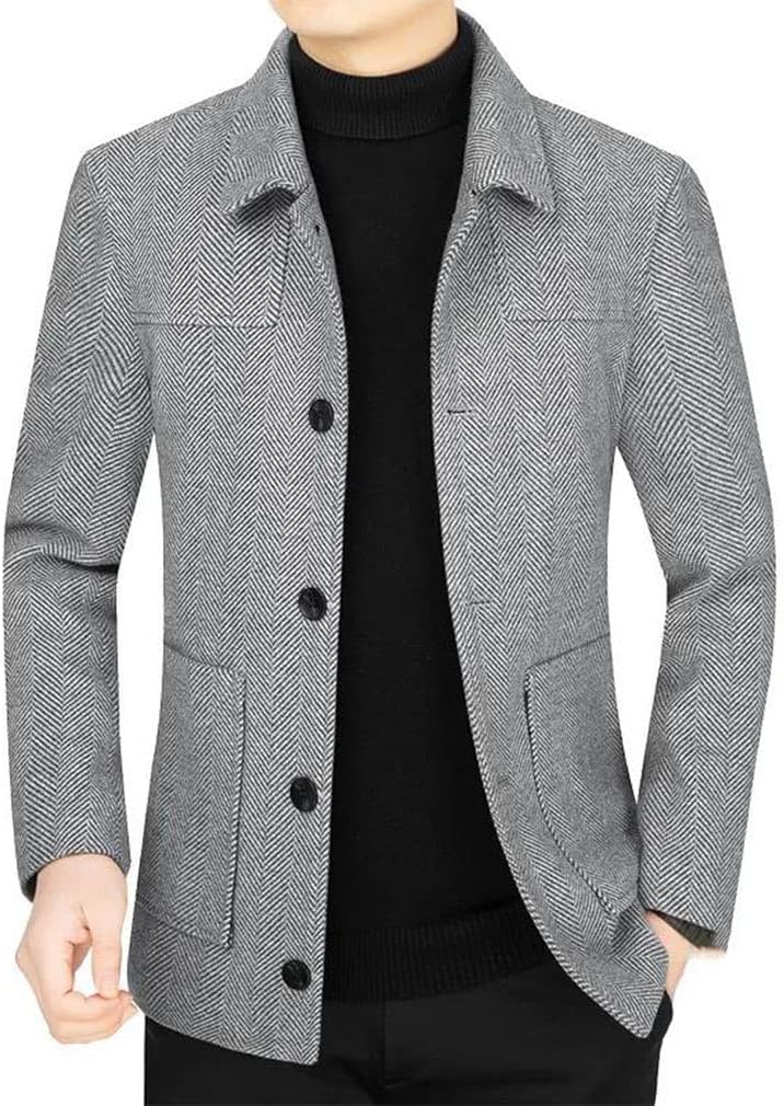 Men Suit Jacket Retro Solid Color Long Sleeve Blazers Turn Collar Single-Breasted Casual Man Outerwear