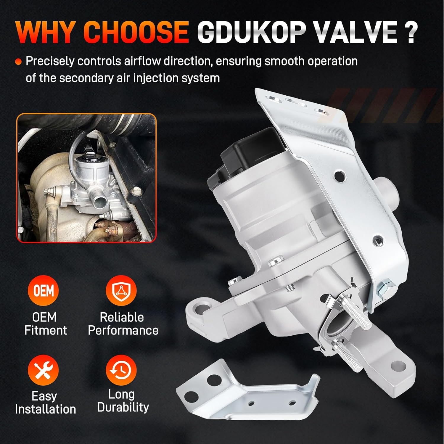 Secondary Air Injection Pump Check Valve Compatible with Toyota Tundra 2007-2009, Sequoia 2008-2009, 4.7L V8, Replace# 911-622, 25710-50031, 25710-50032, 25710-50030, 2571050042