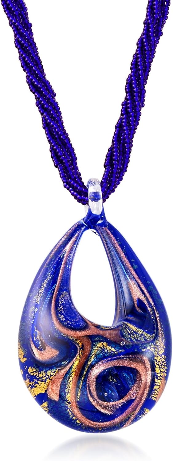 Ross-Simons Italian Murano Pendant Necklace in 18kt Gold Over Sterling