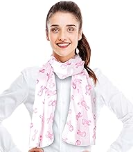 CBC Crown Women's Lightweight Pink Ribbon Silk Feeling Satin Striped 13"x60" Scarf (Pink Ribbon - White)