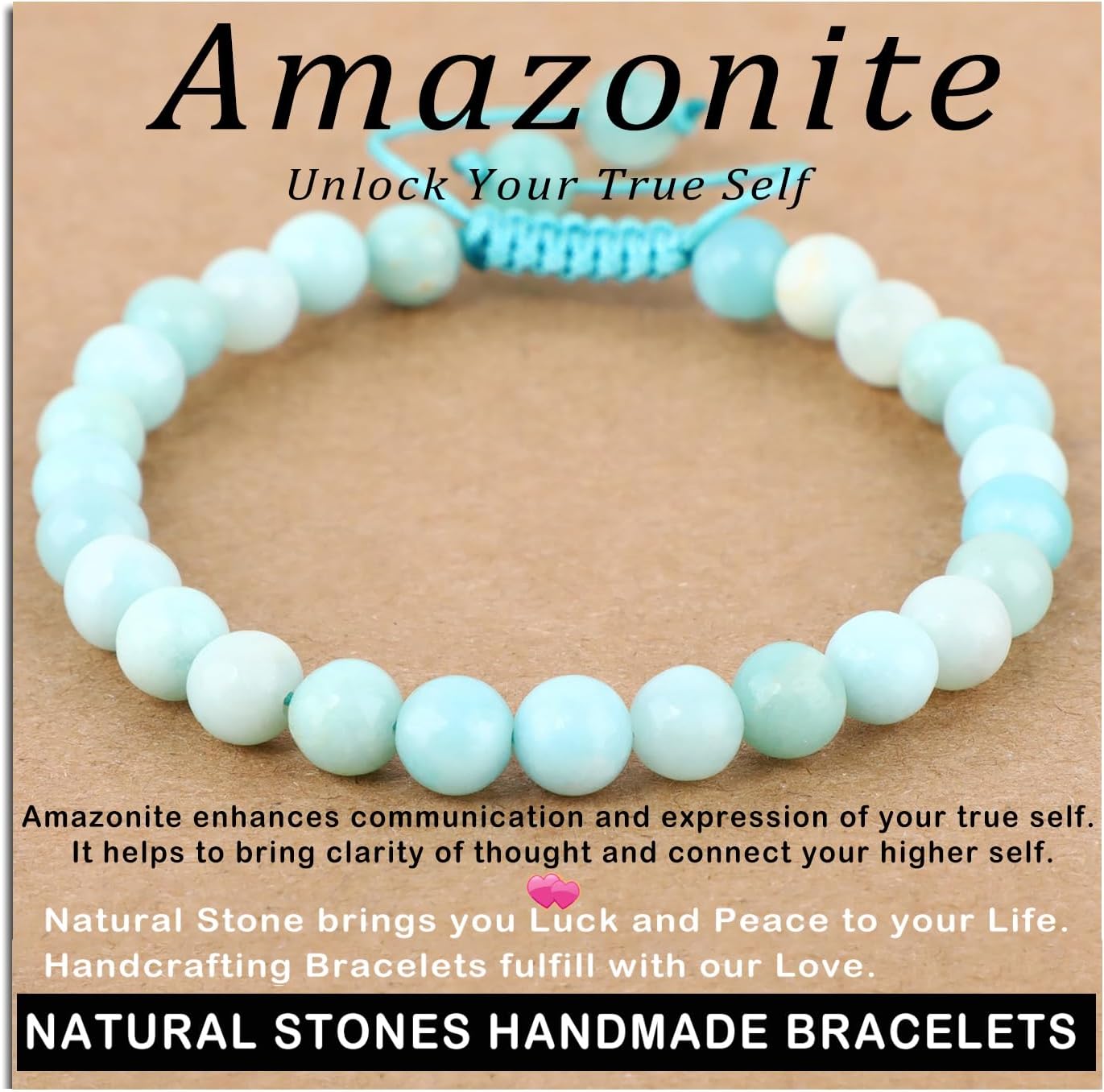 AD Beads Handcrafted Beaded Macrame Bracelet Stylish Customizable Jewelry for Men and Women Protection Healing Gemstone for Balance Wellness Positive