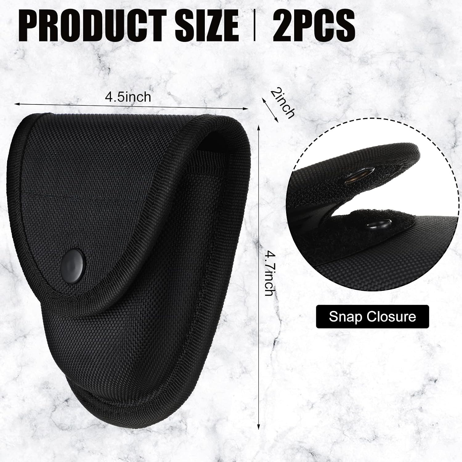 Silkfly 2 Pcs Heavy Duty Handcuff Case Handcuff Holder Cuff Holster Standard Pouch Fit Hinged/Chain Cuff Case for Duty Belt Accessories Security Vest Law Enforcement Police Officer(Snap,Nylon)