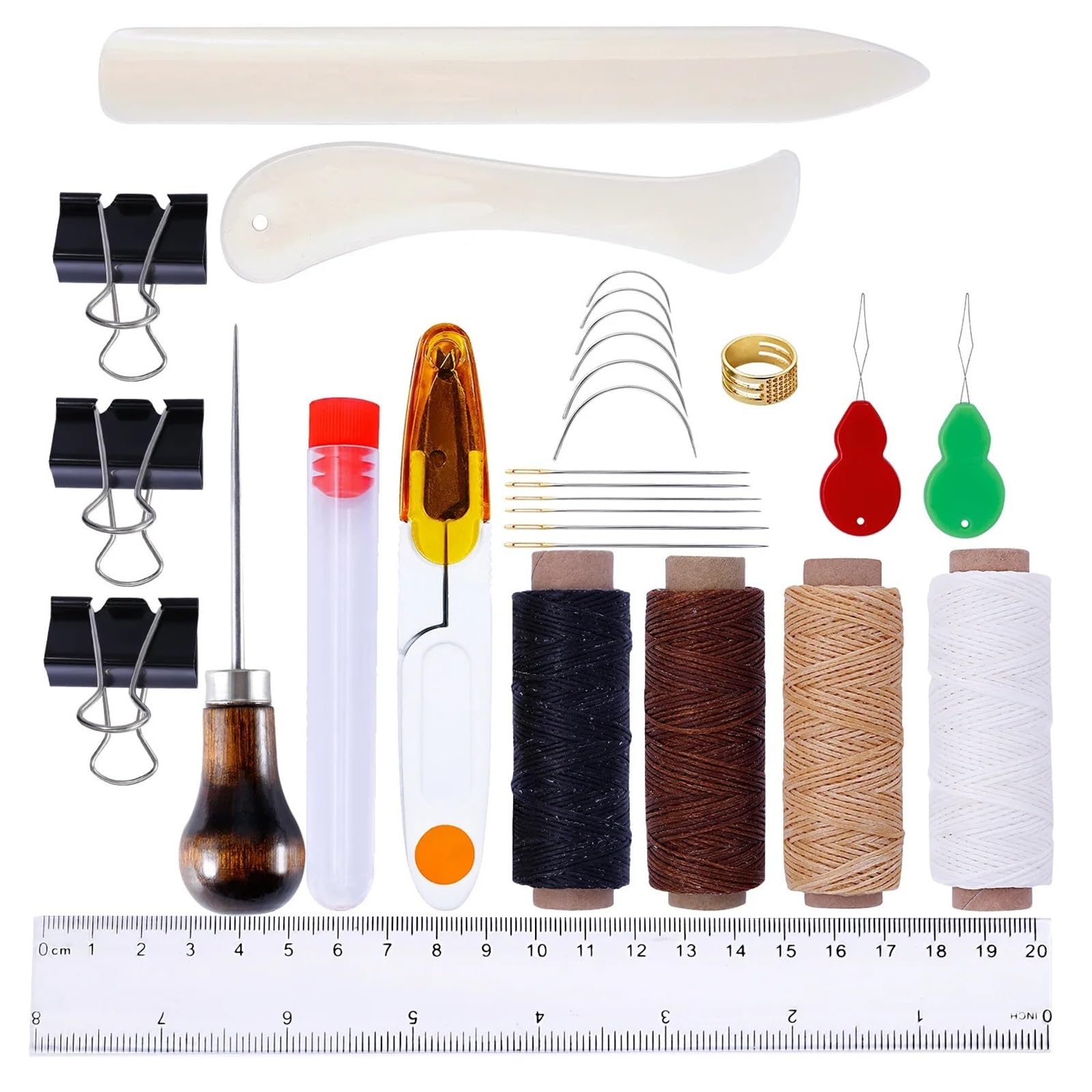 YDYAENIO Kit de encuadernación for principiantes: agujas ojo grande, plegadora hueso, papel, hilo encerado, punzón for libros DIY(ZF-HG-0096)