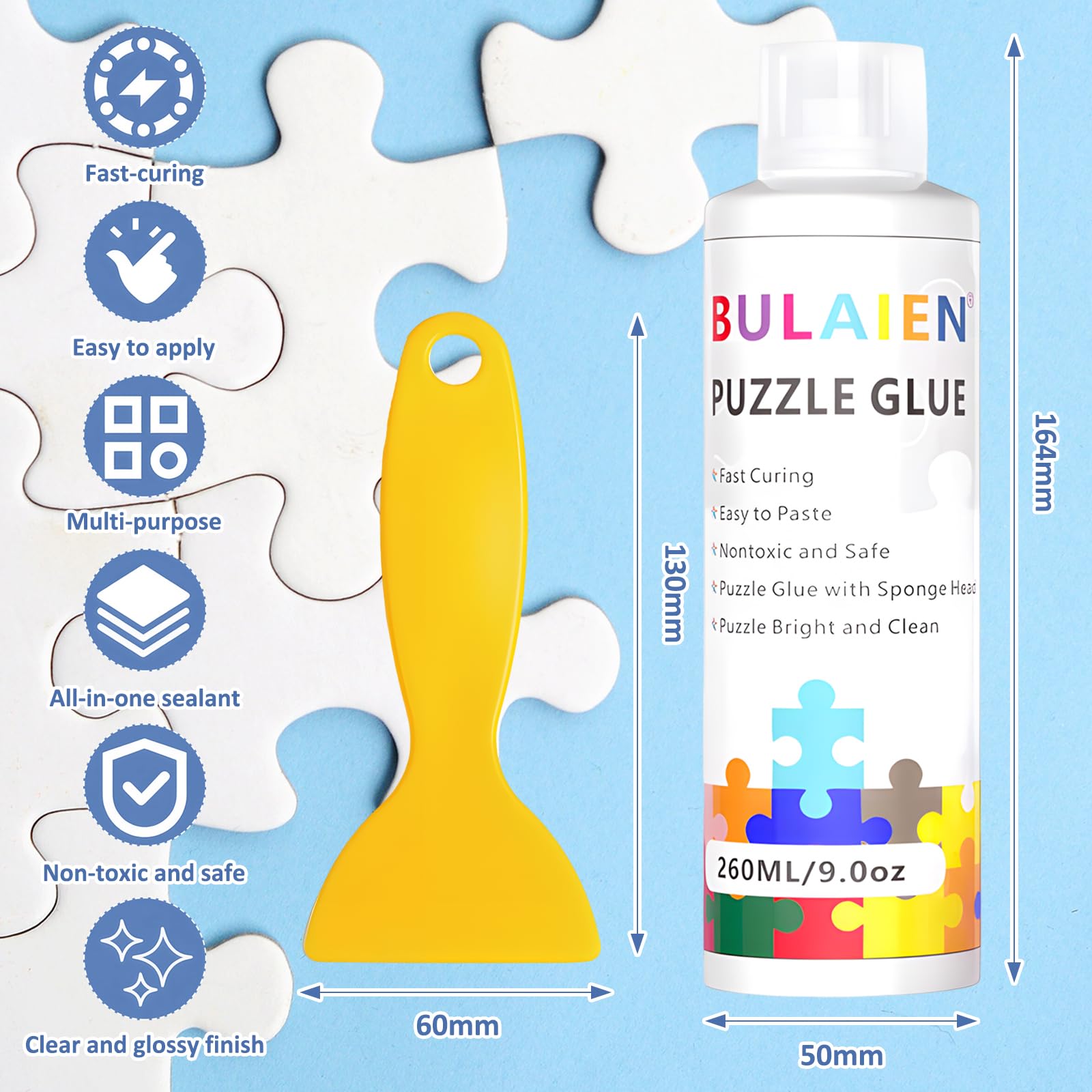 Klej do puzzli Klej do puzzli z łatwym w użyciu końcówką gąbki i aplikatorem, odpowiedni dla dzieci i dorosłych (260 ml x 2)