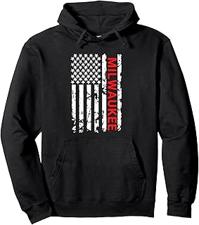 Milwaukee USA Black And White Flag Pullover Hoodie