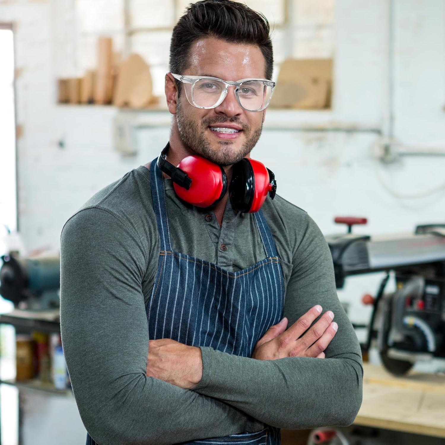 WFEANG Clear Glasses for Men Women Scratch Impact ANSI Z87.1 with Side Shields for Eye Protection