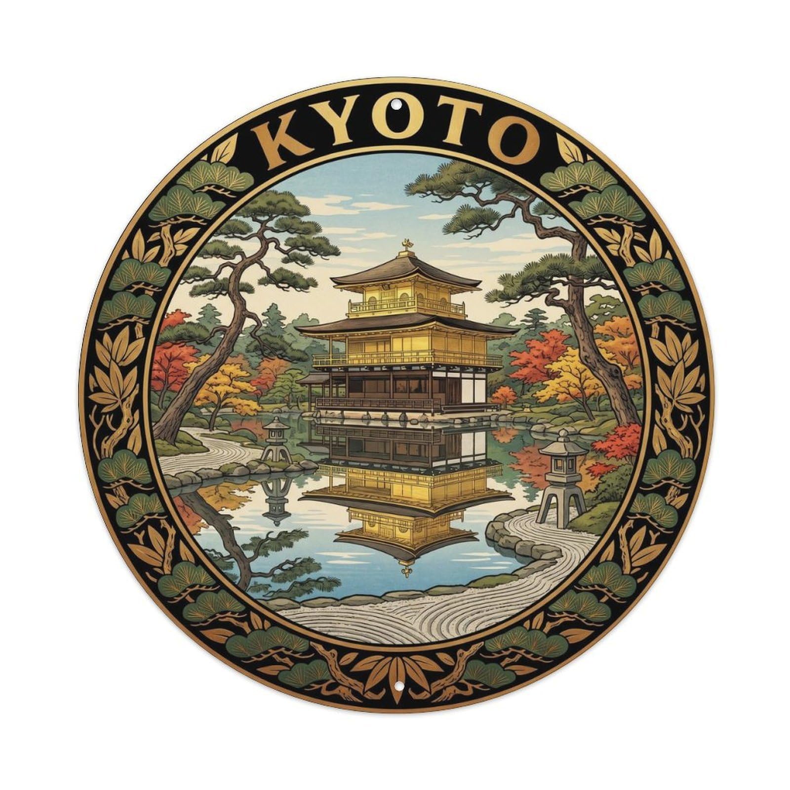 Kinkakuji Kyoto Pavilion Pond Castle Travel Festival Metal Tin Sign