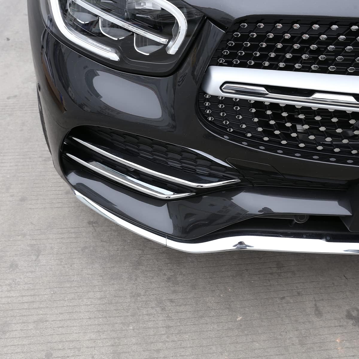 Front Fog Lamp Cover Trims Compatible with Mercedes Benz GLC Class X253 2020-2022 Front Fog Light Eyebrow Lamp Cover Front Bumper Trim ABS Accessories (Sliver)
