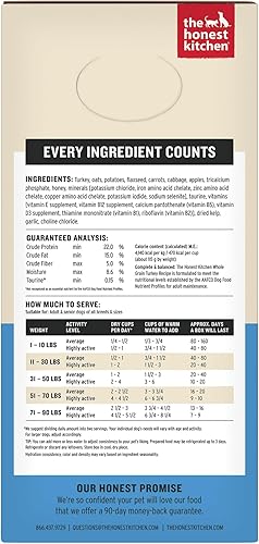 Miniatura 2 de The Honest Kitchen Human Grade Wholemade™ Alimento Deshidratado para Perros de Grano Integral - Comida Completa y Equilibrada o Complemento - Pavo