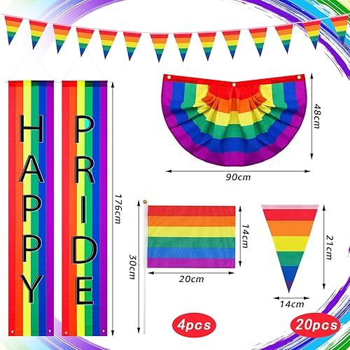 Miniatura 2 de 28 piezas de decoraciones de arco iris de orgullo gay, suministros para fiestas, 32 piezas, mantas textiles para mudanzas, 54 x 72 pulgadas, manta