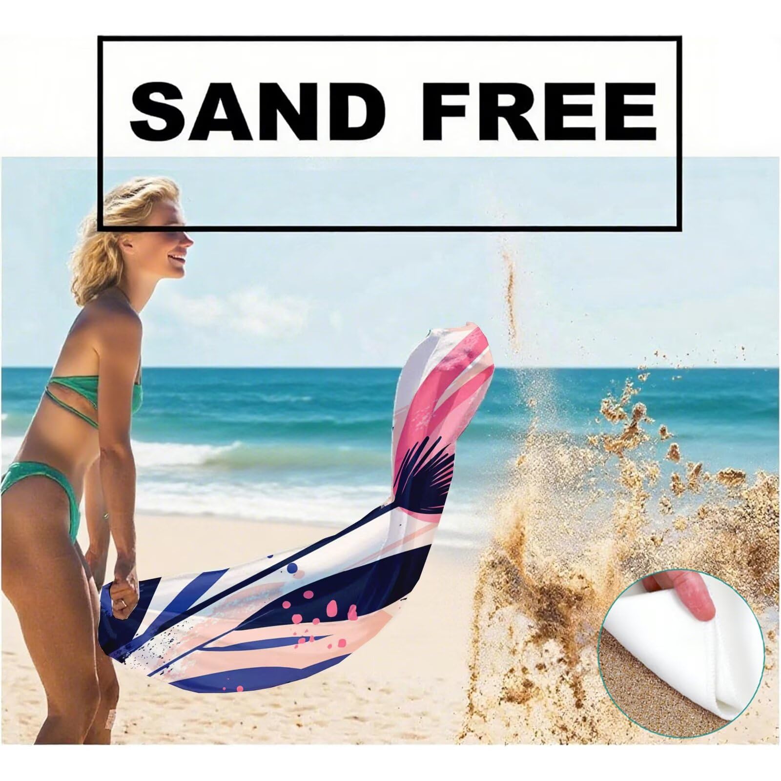 Serviette de Plage Microfibre Serviette Plage 100x150 cm 2 Pack Séchage Rapide, Anti-Sable, Absorbante Fonction Drap de Plage XXL pour Bain, Sport, Voyages, Sauna, Piscine, Yoga, avec Sac Rose Q-646